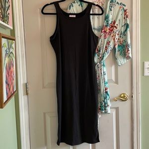 Pink Lily Black Knit Midi Dress